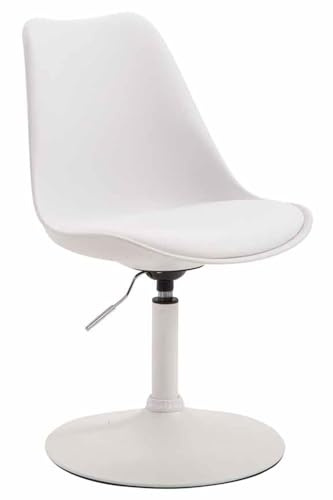 CLP Esszimmerstuhl Maverick Kunststoff I höhenverstellbarer Lehnstuhl I Drehstuhl mit Trompetenfuß I Sitzhöhe von ca. 43-48 cm - Farbe weiß Gestell Farbe weiß
