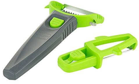 Börner Multi Peeler Set (3-piezas) • Pelador universal/pendular para verduras y frutas • Accesorio cortador en juliana + pelador de patatas + mango múltiusos • Pelador de verduras (Verde)