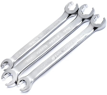 SATA ST09033U 3-Piece Full-Polish Metric Flare Nut Line Wrench Set for Removing or Replacing Nuts on Fuel, Brake or Air Conditioning Lines