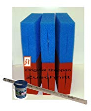 Steppan 6 Stück Filterschwamm 3 x Blau und 3 x Rot geschlitzt passend für Oase Biotec 10 – Plus – 1 x UVC 25 Watt TL und 100ml Biokick Filterstarter.