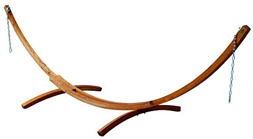 ALEOS. 400cm großes Hängemattengestell Gestell aus Holz Lärche Dunkelbraun ohne Hängematte