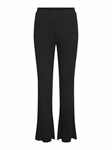 NOISY MAY Damen Flare Hose mit elastischem Bund und ausgestelltem Bein, Farben:Schwarz, Größe:XL