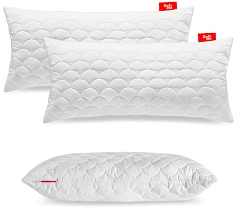 Softimi Gestepptes Premium Kissen 2er Set 50x90 cm Antiallergisch - Anti-Milbe - Geruchlos sofort verwendbar - Mit Härteeinstellung (2er Set 50x90 cm)