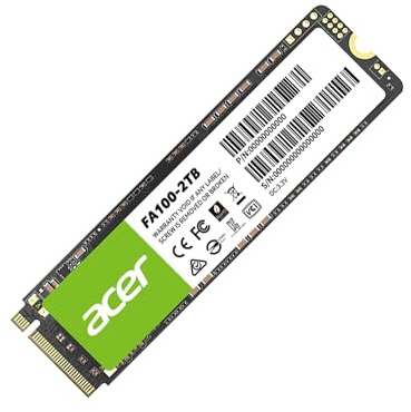 Acer FA100 M.2 2280 SSD 2TB: PCIe 3.0 NVMe with HMB & SLC Cache, Up to 3500 MB/s Read Speed, PC Internal Solid State Drive for Laptop & Desktop Upgrade
