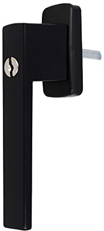 Aluminium Fenstergriff Quadrat abschließbar, Farbe:Schwarz RAL 9005, Stiftlänge:30mm