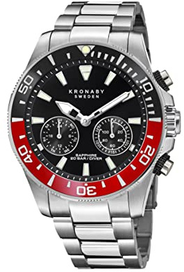 KRONABY Uhr Smart Herren Hybrid aus Edelstahl 316l | Analog-Smartwatch, Wasserdicht 20 ATM S3778/3, Musiksteuerung, Schrittzähler, Anrufbenachrichtigung und -ablehnung, Diver