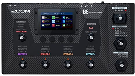 ZOOM B6 Multi-Effektpedal für Bass, Pedalboard mit 9 Fußschaltern, Touchscreen, DI-Boxen & Looper für Studio & Bühne