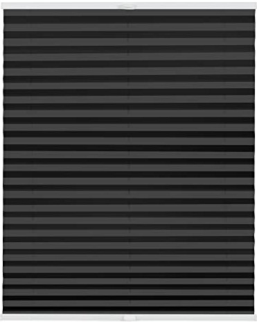Lichtblick Plissee Klemmfix nach Maß, ohne Bohren, verspannt, Hitzeschutz, Blickdicht, Made in Germany, Thermoplissee - Schwarz 60 cm x 130 cm (B x L)