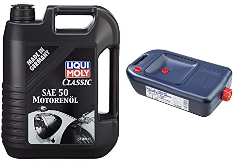 LIQUI MOLY 1131 Classic Motorenöl SAE 50 5 l & P000430 Moly Ölwechsel-Kanister 7055 Ölwechsel-Kanister