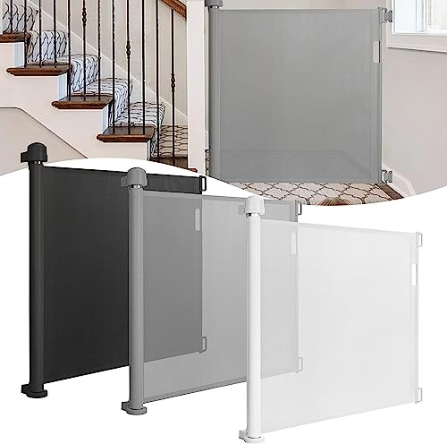 TRMLBE Cancelletto Estensibile per Scale 0-150 cm Cancello a Rullo per Bambini e Animali Cancello Protettivo Retrattile Adatto per Porte/Interni ed Esterni, Grigio