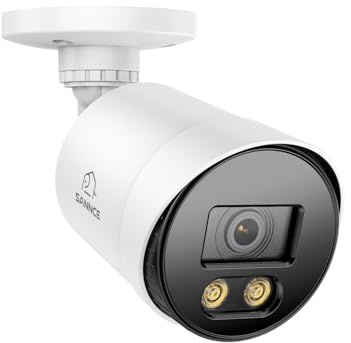SANNCE Security Camera 1080P TVI 100 ft True Full Colour Night Vision for Surveillance System, IP66 Weatherproof, 2 Warm Lights, Only a CCTV Camera, NO Adapter