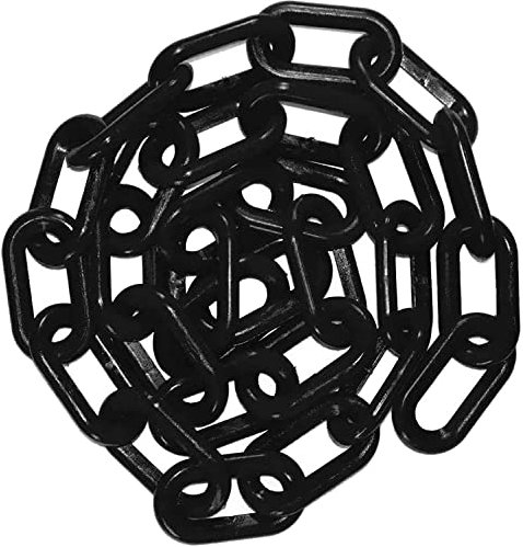 CAZARU Parkschlösser, Parkpfähle, Parkbarrieren aus Kunststoff, Maschendrahtzäune, Schwarz, Absperrkette mit 2 S-Haken, Warnkette für Parkplätze, Baustellen, robust und langlebig