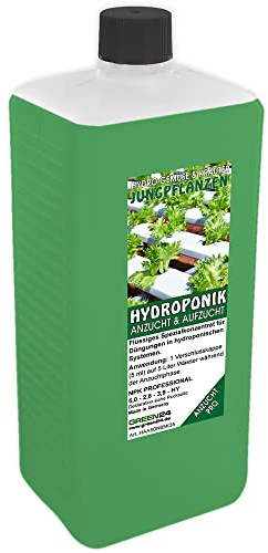Hydro-Anzucht XL 1 Liter Nährlösung NPK Voll-Dünger für Kräuter & Gemüse Jungpflanzen in Hydrokultur und Hydroponik Systemen, Home Gardening Dünger, Nährstoffe als Konzentrat