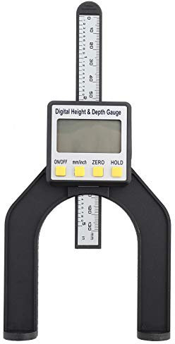 Hyuduo Fräser-Tiefenmesser, Tischkreissägen-Tiefenmesslineal, LCD-Digital-Grenzmesser, Holzbearbeitungswerkzeug für Holzbearbeitungsheime, BAU-Winkelmesser