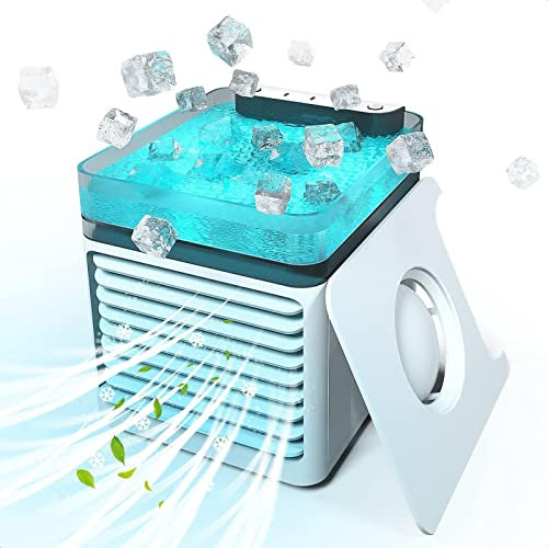Aire Acondicionado Barato, 7 Luces De Colores Ventilador Frio Hielo, Dispositivo De Enfriamiento Personal Enfriador USB, Oficina En Casa Trabajo Al Aire Libre