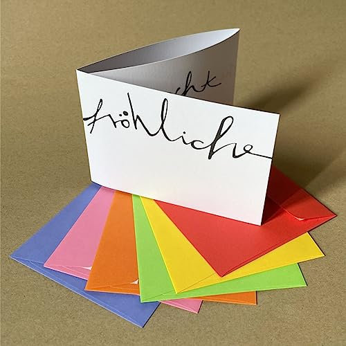 Kettcards fröhliche weihnachten und ein gutes neues Jahr - 6 Weihnachts- und Neujahrskarten, inkl. je einem rotem, gelben, grünen, orangen, pinken und violettem Umschlag