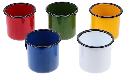 BESTonZON 5 Pièces Tasse Émail Vintage Gobelet à Boisson Gobelet à Eau Lot De Couleurs Assorties