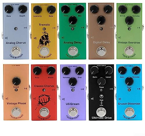 AIDNTBEO Guitar Electric Pedal For Guitar Overdrive, 4-Gang Overdrive Guitar Effects Digital Delay