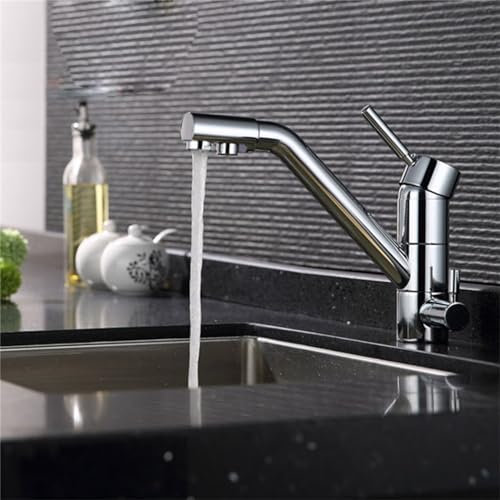 KEESUNG 3 in 1 Küche Wasserfilter Armatur, 3 Wege Wasserhahn Spültischarmatur Drehbar Drei-Wege Küchenarmatur Einhebel Wasserfilter Wasserhahn Trinkwasserhahn für Osmose Anlage