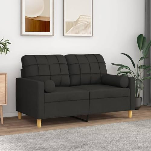 BaraSh 2-Sitzer-Sofa mit Zierkissen Schwarz 120 cm Stoff Couch Mit Schlaffunktion