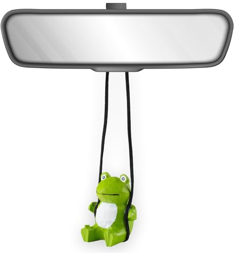 VIPbuy Adorno colgante de rana oscilante de madera 100% hecho a mano, bonita figura de rana de madera tallada a mano para espejo de coche, accesorios para colgar, regalos de decoración