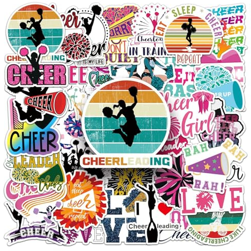 Bric Dodo 50 Stück Cheerleader Aufkleber Auto Laptop Telefon Gitarre Skateboard Motorrad Fahrrad Cheerleading Stickers Set Vinyl Wasserdicht Aesthetic Aufkleber für Jugendliche Kinder Erwachsene