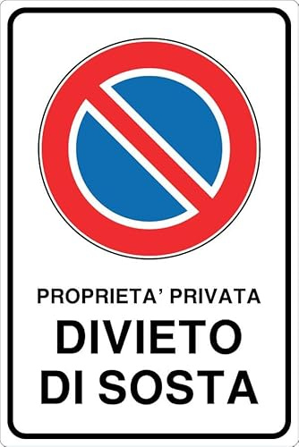 GLOBAL CARTELLO IN LAMIERA SCATOLATA RETTANGOLO 60X40 cm - PROPRIETA' PRIVATA DIVIETO DI SOSTA - SEGNALE CATARIFRAGENTE (Classe 1)