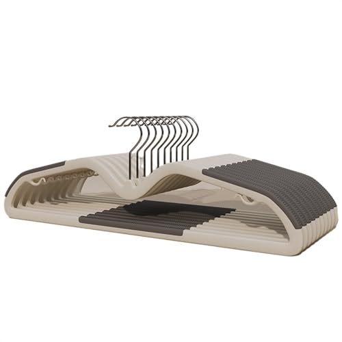 Colgador de Ropa de Cuello Corto de plástico Atrevido y sin Costuras, Colgador, Soporte, seco y húmedo, Doble propósito, 10 Uds.(Gray)