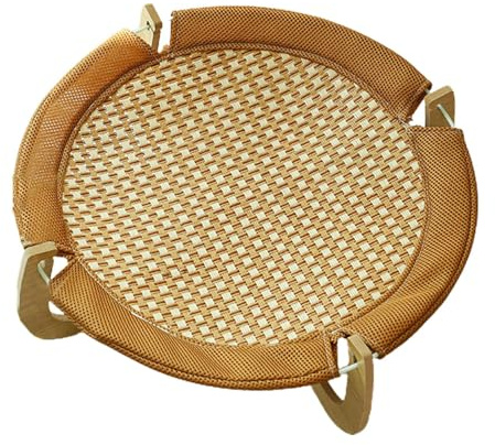 LearnLyrics Katzenkorb Relaxen - Katzen Naturkorb, Rattan mit Kissen | Rattan Tierkorb, Sommerstroh Hundebett, Tierbett, Schlafplatz, Katze, Welpe, Hund, Weidenkorb, Katzennest, Bett, Hundekorb