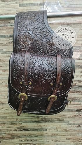 EQUIGEAR Western-Leder-Satteltasche für Pferde | Reitvergnügen Wanderritt geeignet für Reiten und Fassrennen | Satteltasche mit verstellbarem Riemen GRÖSSE: 10X10X3 SA-68