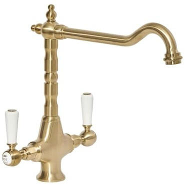 Milano Elizabeth Lever Handle Kitchen Sink Mixer Tap Swivel Spout - Brushed Brass