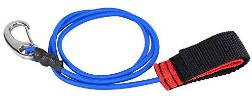 BONKZEBU Verstellbares Schlaufenband aus Edelstahl mit Elastischem Karabinerhaken für Bootsfahrten, Kajak-Paddel, Sicherheitsstangenleine mit Karabiner (Blau)