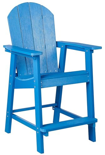 Beliani Moderner Muskoka Garten Barstuhl in Blau mit Breiten Armlehnen Adirondack