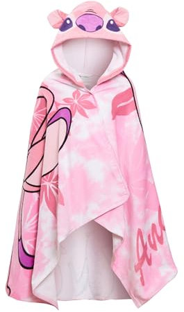 Disney Stitch Angel Hooded Towel For Girls Poncho 100% Cotton Kids Bath Towel Beach Towel Swimming Wrap Kids Changing Robe