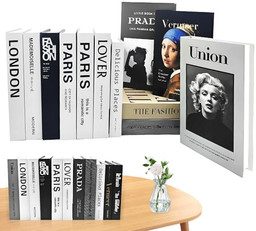 YUJUVI Livres Decoration Maison 12 Pièces Faux Livre Decoration Pliables Décoratifs Livres Decoration d'interieur pour Maison Salon Tables Basses Decoration (12 Pièces A)