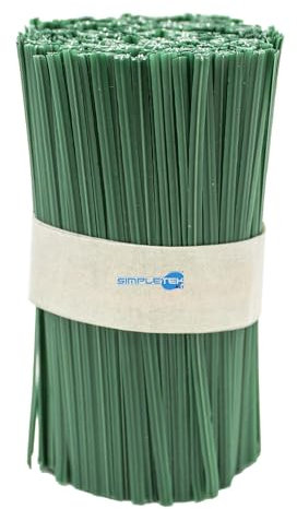 SIMPLETEK - 1000 bridas de plástico verdes de 10 cm con alambre de aluminio para atar cables, encuadernación animada, 1000 unidades