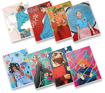 Pigna, Maxi Notizbuch Draw in My Life, A4 21x29,7 cm, 80 Seiten + Deckblatt, 80 g/m² Papier, 4M innen, 4 mm quadratisch, Assorted Covers, 10 Stück
