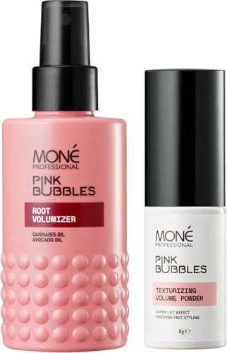 MONÉ Professional - Pack Volume Intense Cheveux - Poudre Texturisante Vanille 8 g + Spray Racines Root Volumizer 150 ml - Cheveux Fins ou Épais, Volume Immédiat & Texture Légère