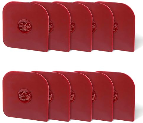 TMEDW Pan Scraper, 10 Pcs Pot Scraper, Pan Scraper Plastic, Multifunctional Scraper Tool for Kitchen, Non-Slip, Food Safe, High Heat Resistant-Red