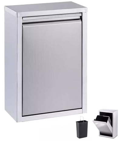 Pull-Out Trash Can for Outdoor Kitchen - Stainless Steel Commercial Waste Bin for BBQ Island Grill Station with 8L Wastebasket