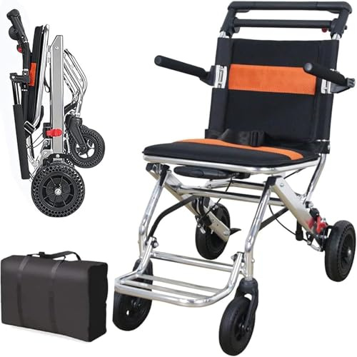 Sillas De Ruedas De Viaje Portátiles, Silla De Ruedas De Transporte Superligera, Diseño De Carro, Pesa Sólo 9,2 Kg, Para Que Las Personas Mayores Salgan Y Viajen