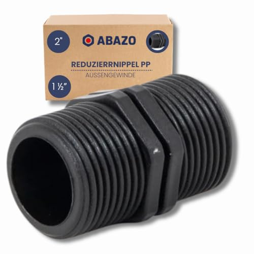 ABAZO - Pumpenanschlussstutzen an Gartenpumpe, Schlauchverbinder, Rückschlagventil für die Pumpe, Anschluss an einen Hydrophor, Satz Pumpenzubehör, Reduziernippel PP 2 X 1 1/2
