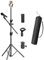 Aolawco Tripod Microphone Stand with Floor Boom, Heavy Duty Base Mic Stand Adjustable Height (70-210cm) and Angle, Mic Stands Phone Holder with Carrying Bag, Mount for Performance Speech Wedding Stage