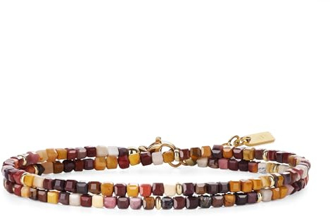 GAVU Layering Armband mit 3 mm facettierter Edelstein Perlen für Frauen Damen