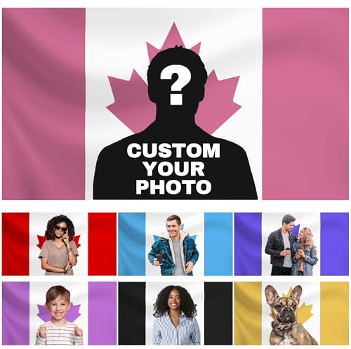 Emoragifou Drapeau à personnaliser soi-même - Drapeau personnalisé 60 x 90/90 x 150/120 x 180 cm - Ajoutez des photos et du texte - Bannière personnalisée pour l'intérieur et l'extérieur