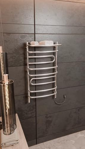 Elna Smart Towel Warmer 170W – Elektrischer Badheizkörper 1000 x 530 mm – Chrom Edelstahl – Mit Thermostat, Timer & Eco-Funktion – 2 Bewegliche Arme – IP44 – Für automatisierte Badezimmer
