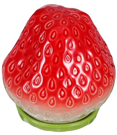 SOLUSTRE Barattolo Per Biscotti in Ceramica A Forma Di Fragola: Barattolo Per Caramelle in Stile Fattoria Con Coperchio, Contenitore Per Biscotti E Dolcetti, Contenitore Per Alimenti Per