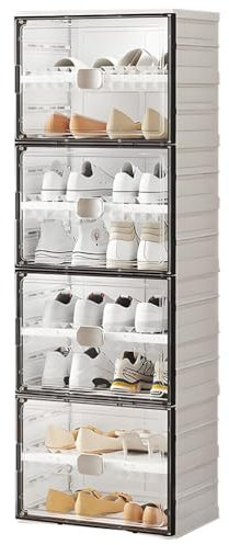 Zapatero organizador de 8 niveles, armario de almacenamiento de zapatos, 16 pares, zapatero, ahorro de espacio, armario de almacenamiento plegable para pasillo, sala de estar, dormitorio, garaje