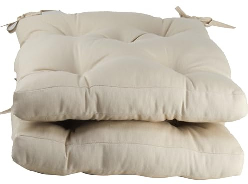 various Cojines para Silla，Cojin de Asiento Decorativo Funda de Poliéster y Relleno de Fibra Hueca 45x45x5cm,Ideal para Comedor, Terraza, Salón y Restaurante, (Beige, Pack 2)