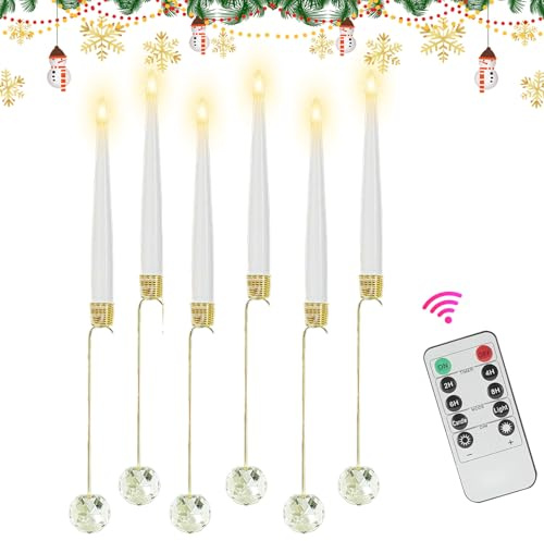 Générique Bougies Pour Arbre De Noël,Bougies Électriques Effilées Avec Télécommande Pour Décoration De Sapin | Ornements LED 6 Pièces pour Fêtes Mariage Maison Cuisine